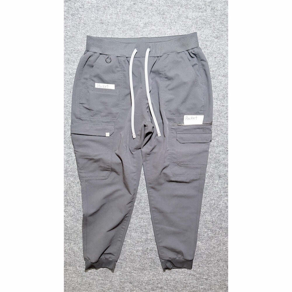Fabletics Womens Cargo Jogger Pants Gray Drawstring Elastic Waist Size L